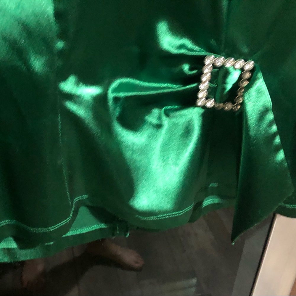 Emerald Green Satin JR Nites vintage holiday top - Picture 4 of 5